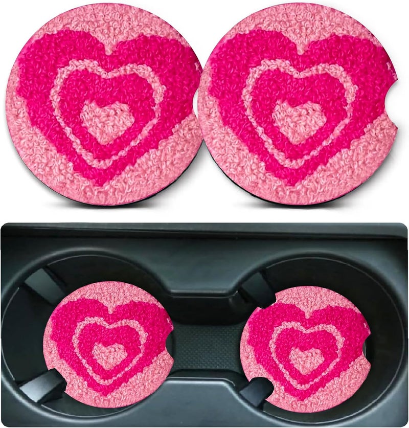 Ldntly Car Coasters for Cup Holders,2 Pack Love Car Cup Holder Coasters,2.75" Universal Size Anti Slip Rubber Mat,Automotive Cup Holder Decal Decor Accessories,Gifts for Her Wife Birthday Anniversary - Image 1