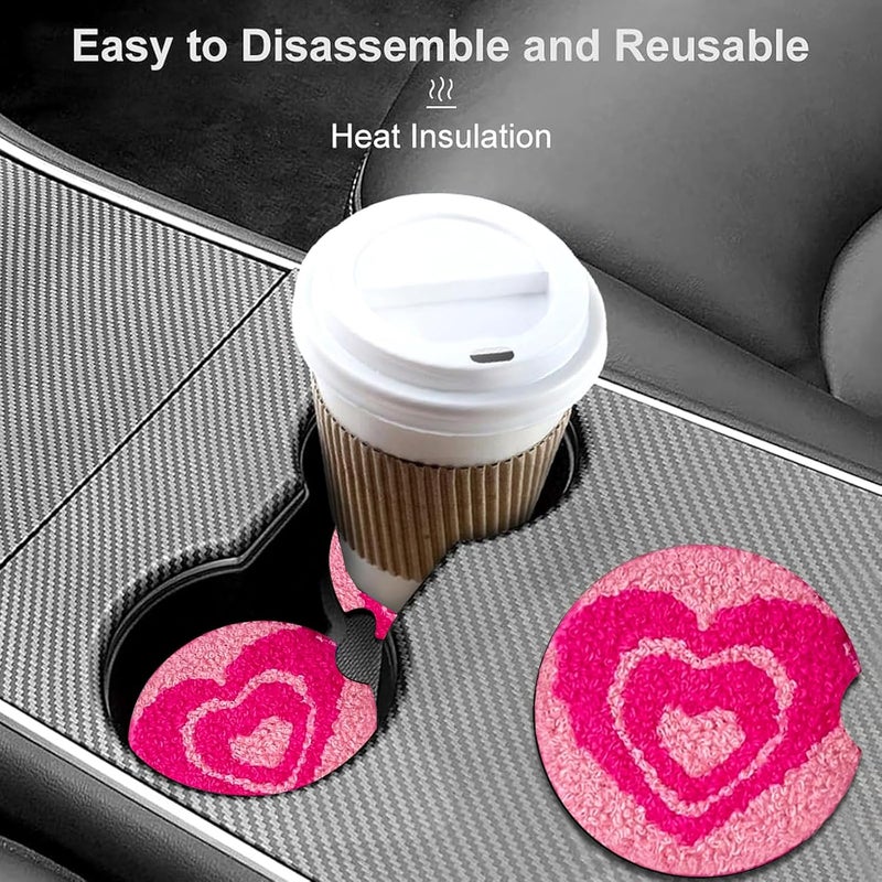 Ldntly Car Coasters for Cup Holders,2 Pack Love Car Cup Holder Coasters,2.75" Universal Size Anti Slip Rubber Mat,Automotive Cup Holder Decal Decor Accessories,Gifts for Her Wife Birthday Anniversary - Image 2