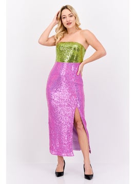 Collective The Label Women Textured Midi Dress, Pink  - Image 1