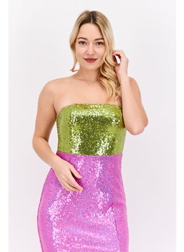 Collective The Label Women Textured Midi Dress, Pink  - Image 3