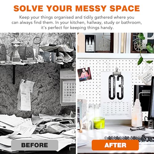 SKYFOOST 12Pcs Pegboard, Pegboard Wall Organizer, Peg Boards for Walls Craft Room, Pegboard Kits fit Garage Kitchen Workshop, Small Pegboard, Peg Board Organizer Accessories - White Pegboards Panels - Image 4