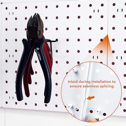 SKYFOOST 12Pcs Pegboard, Pegboard Wall Organizer, Peg Boards for Walls Craft Room, Pegboard Kits fit Garage Kitchen Workshop, Small Pegboard, Peg Board Organizer Accessories - White Pegboards Panels - Image 5