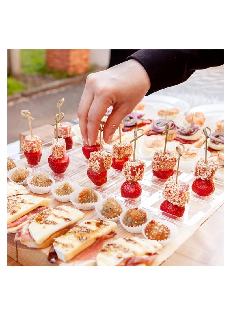 SYOSI Mini Appetizer Plates, Mini Dessert Plates for Appetizers with Tasting Spoons, Small Disposable Plastic Plates Set, Reusable Crystal Clear Plastic Party Serving Hors D'oeuvres Plates (100PCS Square) - Image 4