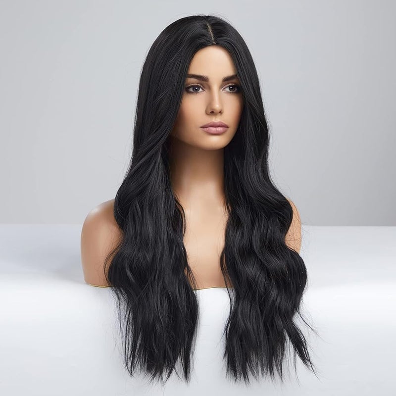 ECIF Long Blonde Wigs For Women,Synthetic Wavy Hair Wig With Dark Roots Part Costume For White Women - Image 4