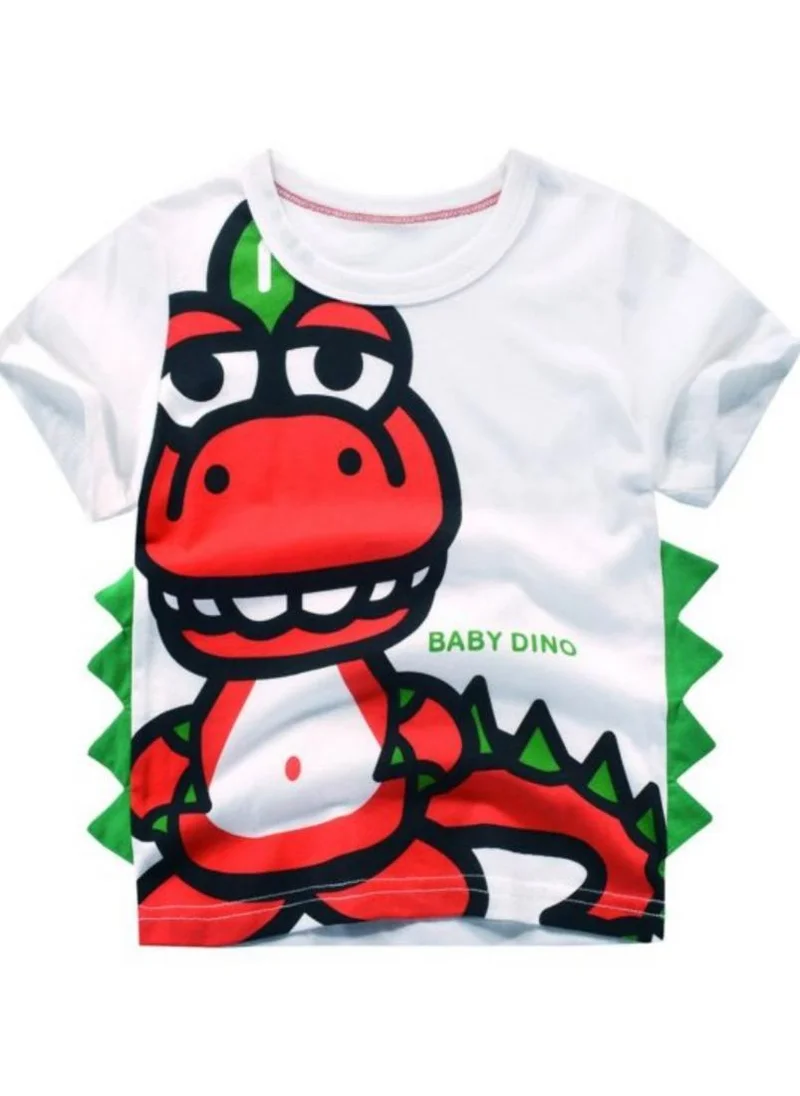 يونيكي White Printed Round Neck Applique T-shirt