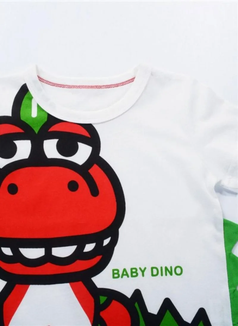 يونيكي White Printed Round Neck Applique T-shirt