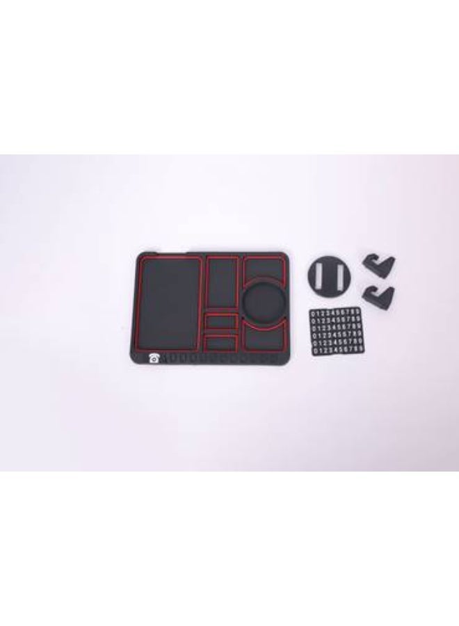 HIGHWAY 4-in-1 Anti-Slip Car Dashboard Organizer Pad, Non-Slip Silicone Mat with 360° Rotating Phone Mount, Temporary Parking Number Plate & Aromatherapy Diffuser - Image 2