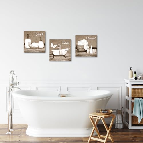RnnJoile Blue Bathroom Decor Wall Art Bathtub Spa Canvas Pictures Prints Relax Soak Unwind Painting for Bathroom Framed - Image 4