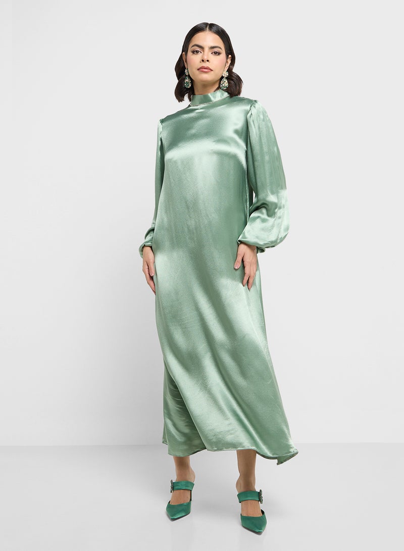 Khizana Satin High-Neck Dress - Image 1