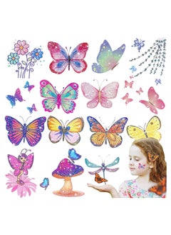 SYOSI 130 Styles Butterfly Glitter Tattoos for Kids Butterfly Stickers Temporary Tattoos for Girls Party Bag Fillers Birthday Decorations Butterfly Gifts Ornaments for Party Supplies Favours  - Image 1