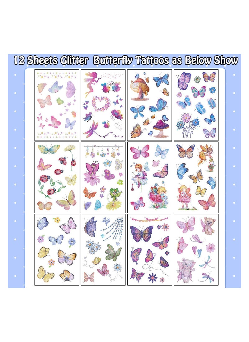 SYOSI 130 Styles Butterfly Glitter Tattoos for Kids Butterfly Stickers Temporary Tattoos for Girls Party Bag Fillers Birthday Decorations Butterfly Gifts Ornaments for Party Supplies Favours  - Image 3