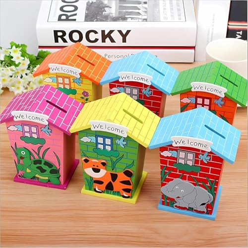 Artlicious 24 pcs Wooden Piggy Banks for Kids, Savings Challenge Box, Cashbox,Cash Vault Wooden Savings Box Coin Banks - Return Gift for Kids Birthday Age 6-10 (Pack of 24) - Image 3