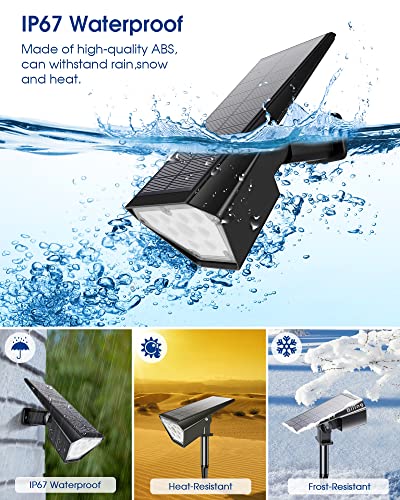 Biling Solar Spot Lights Outdoor, 2-in-1 Solar Landscape Lights 12 LED Bulbs Solar Powered IP67 Waterproof Adjustable Wall Light for Patio Pathway Yard Garden Driveway Pool - Warm White - Image 2
