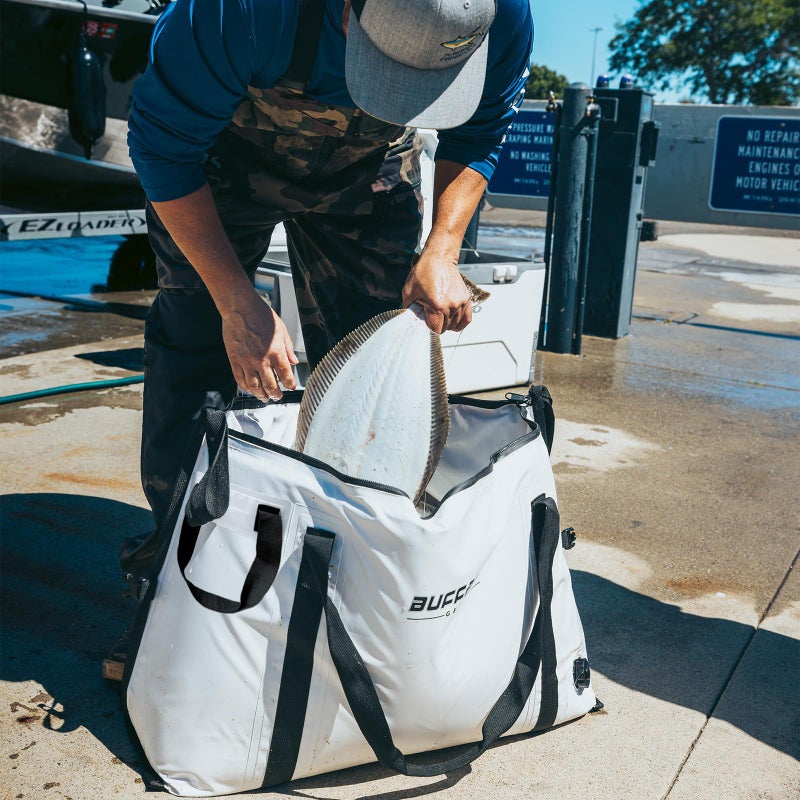 Buffalo Gear Insulated Fish Bag Cooler Flat Bottom-55L Fishing Cooler Wateroproof Fish Kill Bag (White) - Image 5