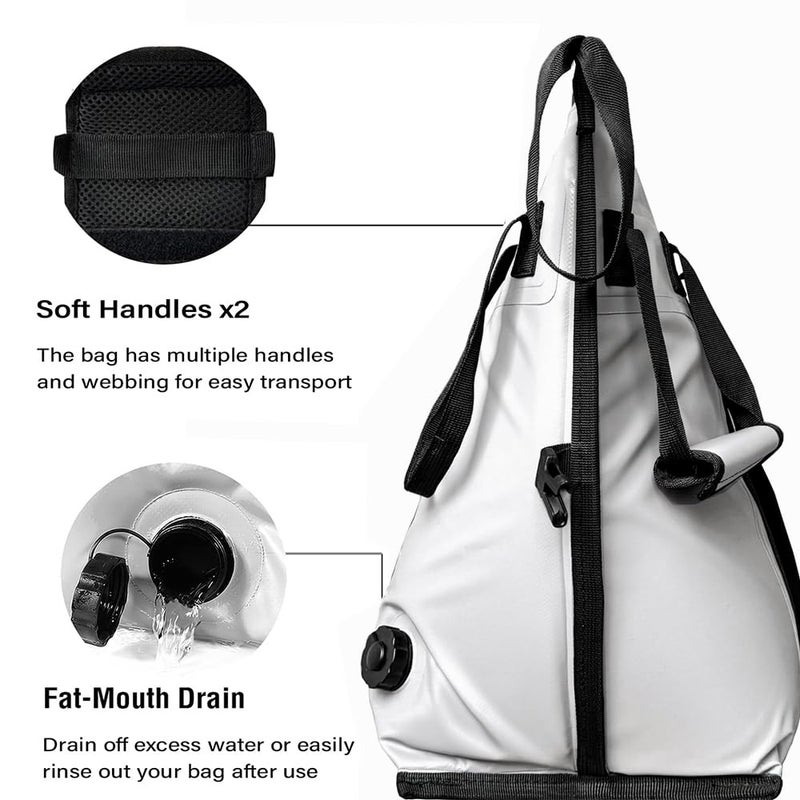 Buffalo Gear Insulated Fish Bag Cooler Flat Bottom-55L Fishing Cooler Wateroproof Fish Kill Bag (White) - Image 4