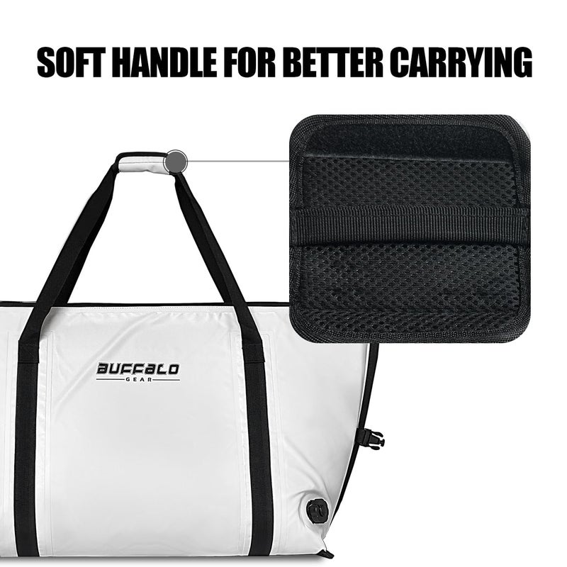 Buffalo Gear Insulated Fish Bag Cooler Flat Bottom-55L Fishing Cooler Wateroproof Fish Kill Bag (White) - Image 3