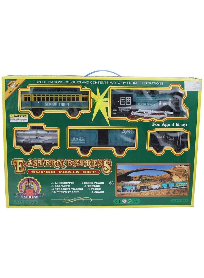 Toy Box Train Track Set With Battery Operated Train DIY Toy Set For Kids Locomotive Railway Set 23 Pcs - Image 1