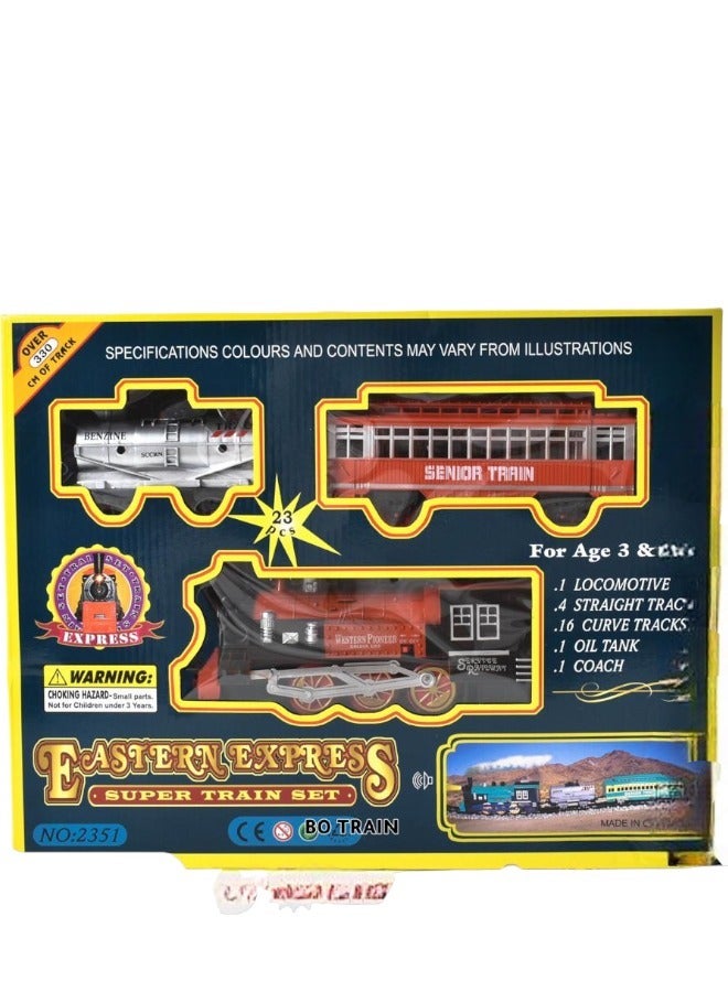 Toy Box Train Track Set With Battery Operated Train DIY Toy Set For Kids Locomotive Railway Set 23 Pcs - Image 4