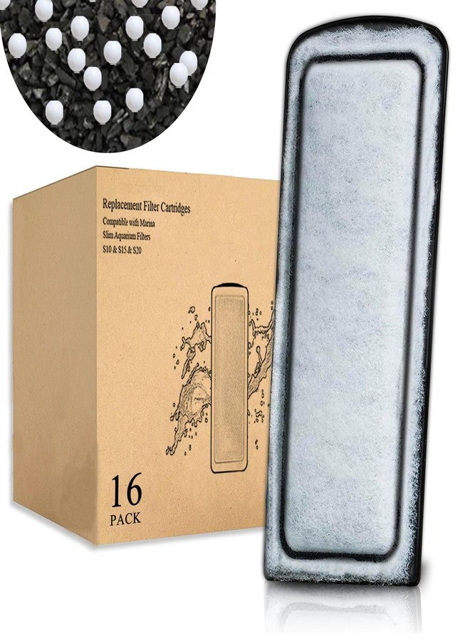 Pryitier 16 Pack Filter Cartridge for Marina Slim Filter S10/S15/S20, Replacement Fish Tank Cartridges with Ceramic for All Three Marina Slim Model - Image 1