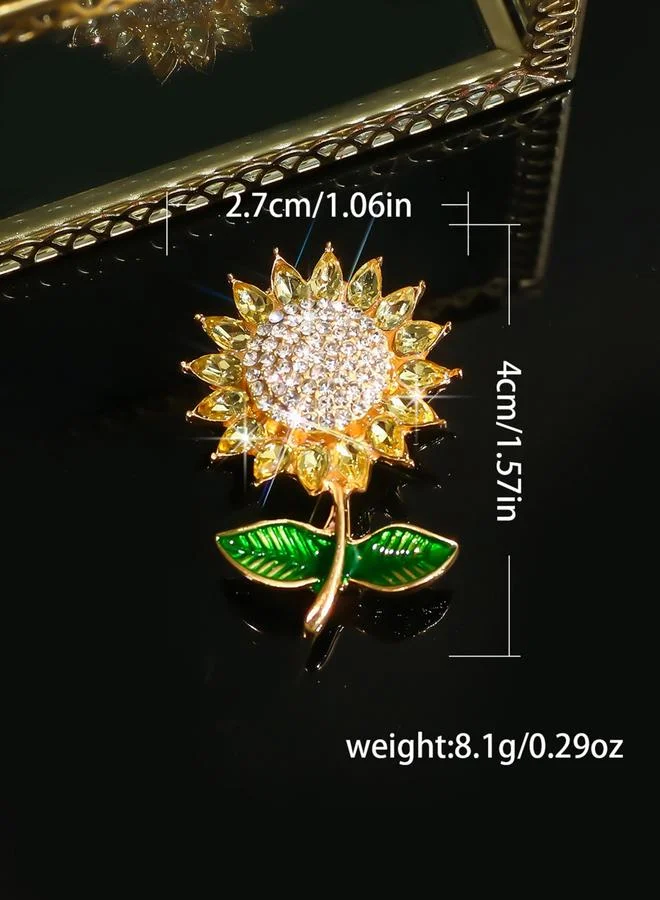 Take Two Sunflower Shaped Rhinestone Embellished Brooch