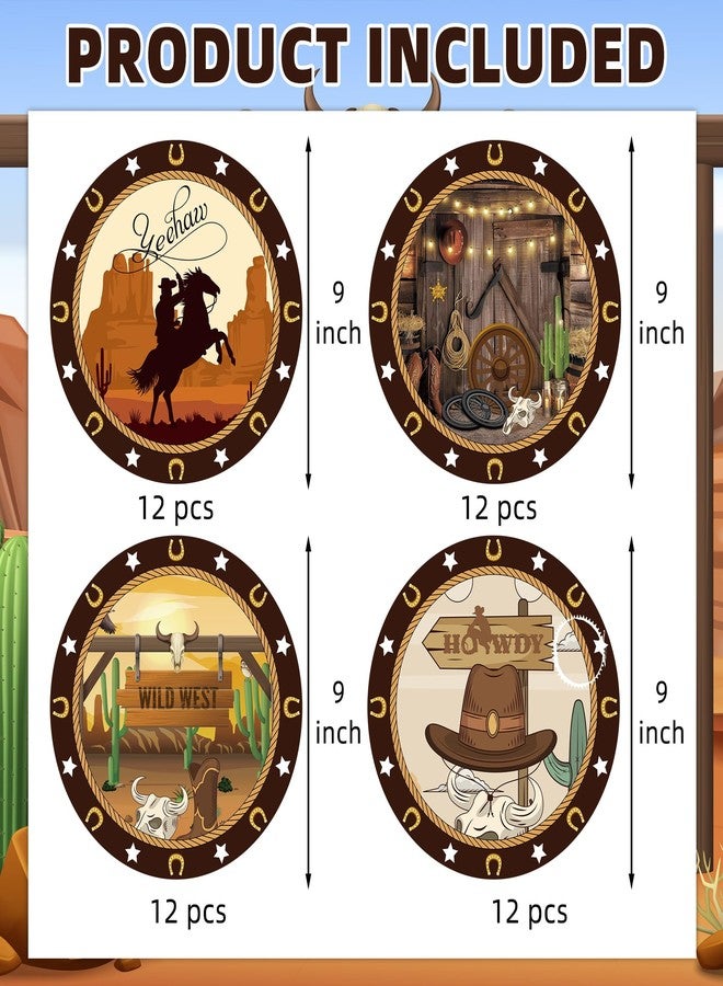 Crazy Night 48 Pcs Western Rodeo Paper Plates - 9",Cowboy Birthday Party Decorations, Howdy Cowgirl Supplies, Yeehaw Western Baby Shower Favors, Wild West Theme Tableware - Image 2