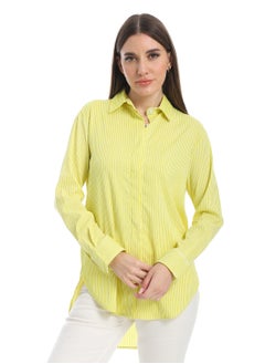 Andora Long-Sleeve Shirt_Lemon & White  - Image 1