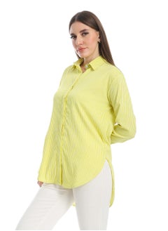 Andora Long-Sleeve Shirt_Lemon & White  - Image 2