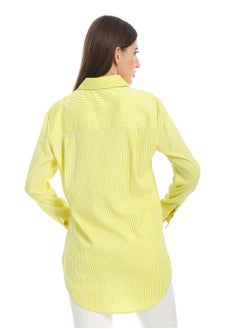 Andora Long-Sleeve Shirt_Lemon & White  - Image 3