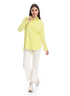 Andora Long-Sleeve Shirt_Lemon & White  - Image 5