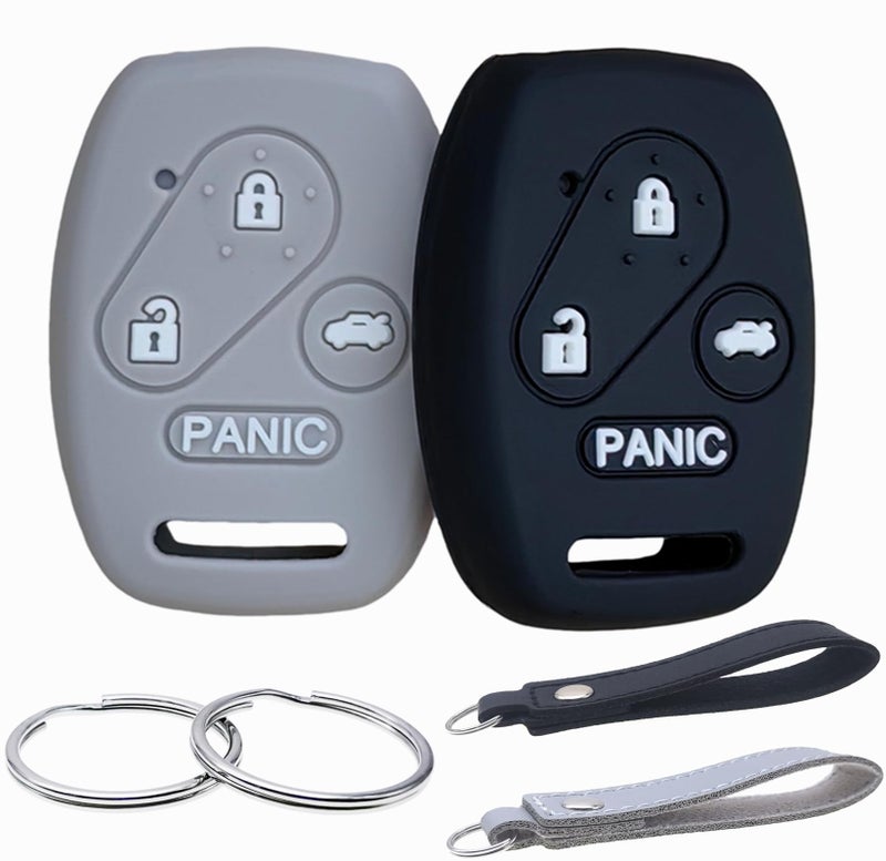 REPROTECTING Silicone Rubber Key Fob Cover Compatible with Honda Civic SI Hybrid EX Accord CRV EX SE Pilot Element KR55WK49308 N5FA05TAA N5FS0084A Black Grey