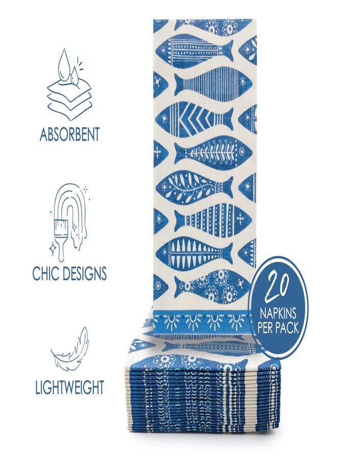 Karma, Woven Napkin Holder with Paper Napkin Set, Fish - Image 2