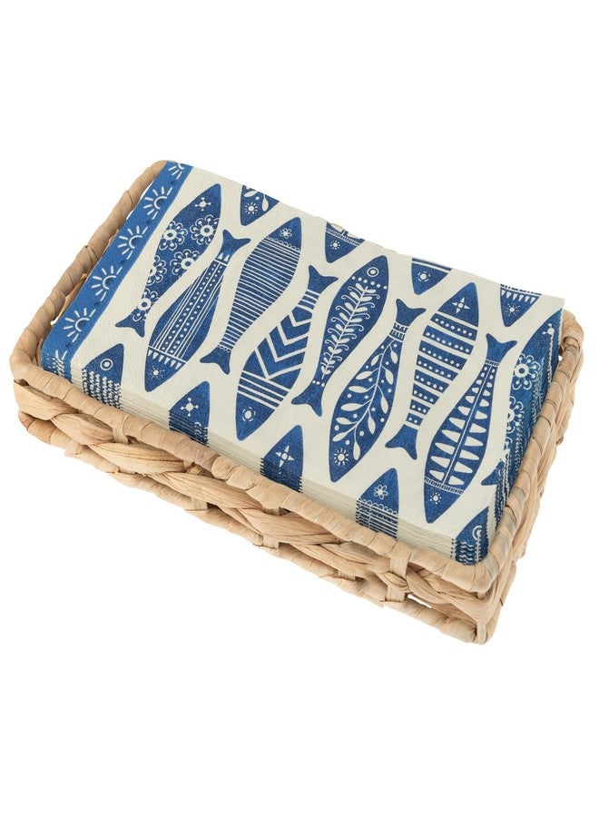 Karma, Woven Napkin Holder with Paper Napkin Set, Fish - Image 1