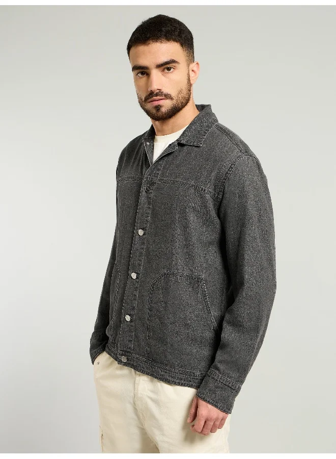 Beyoung Grey Denim Jacket Shirt