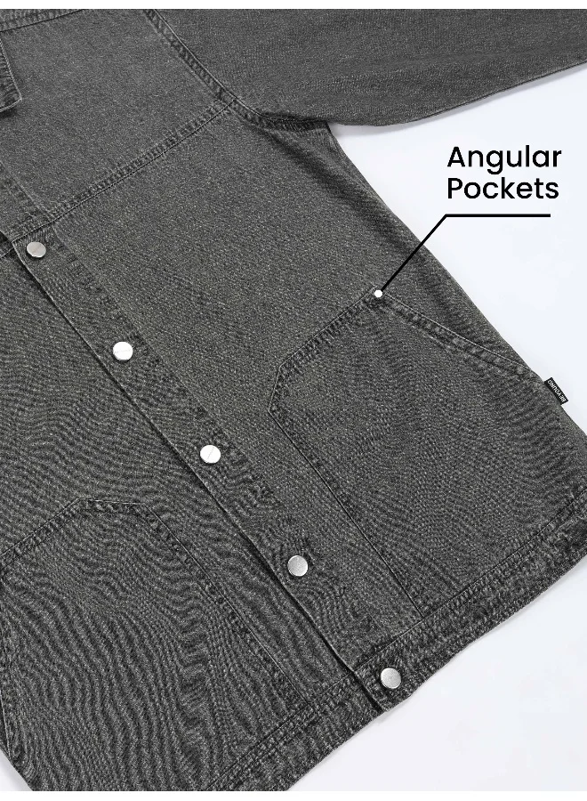 Beyoung Grey Denim Jacket Shirt