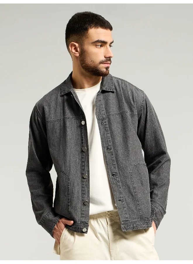 بيونغ Grey Denim Jacket Shirt