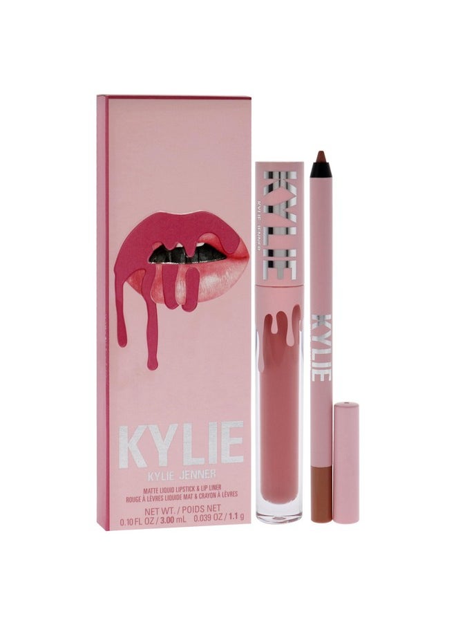 Kylie Cosmetics طقم أحمر شفاه غير لامع 808 كايلي للنساء، قطعتان، أحمر شفاه سائل غير لامع 0.10 أونصة، محدد شفاه 0.03 أونصة  - Image 3