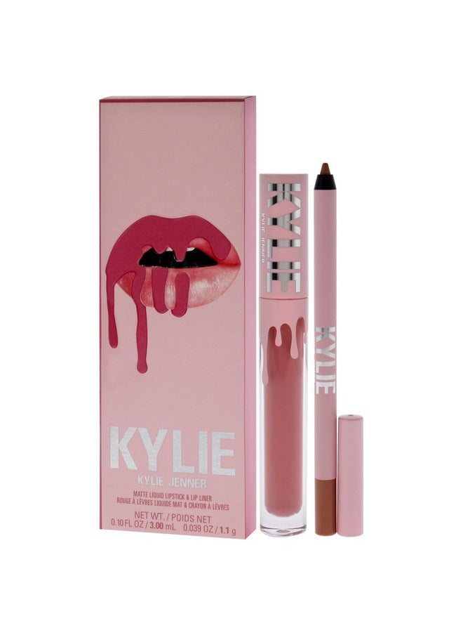 Kylie Cosmetics طقم أحمر شفاه غير لامع 808 كايلي للنساء، قطعتان، أحمر شفاه سائل غير لامع 0.10 أونصة، محدد شفاه 0.03 أونصة  - Image 4