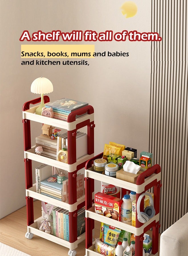 Kitchen Organizer Bathroom Organizer 4-layer Storage Cart, Utility Cart Rolling Storage Shelf,Living Kitchen/Bathroom/ Room Storage Rack,93×38×24CM  - Image 4