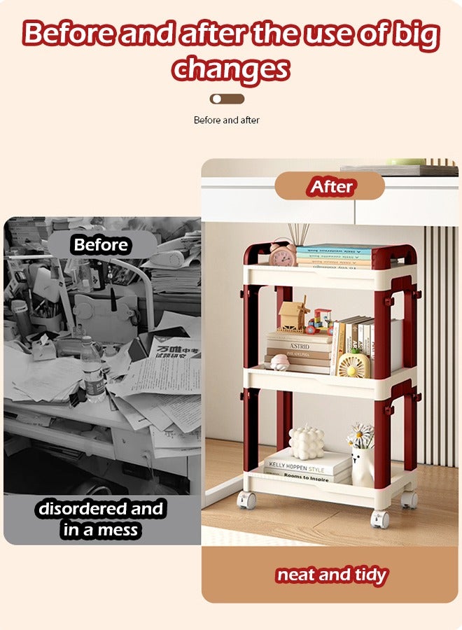 Kitchen Organizer Bathroom Organizer 4-layer Storage Cart, Utility Cart Rolling Storage Shelf,Living Kitchen/Bathroom/ Room Storage Rack,93×38×24CM  - Image 2