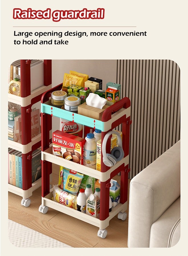 Kitchen Organizer Bathroom Organizer 4-layer Storage Cart, Utility Cart Rolling Storage Shelf,Living Kitchen/Bathroom/ Room Storage Rack,93×38×24CM  - Image 5
