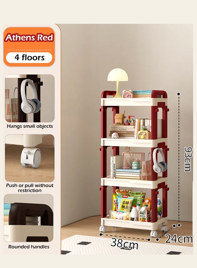 Kitchen Organizer Bathroom Organizer 4-layer Storage Cart, Utility Cart Rolling Storage Shelf,Living Kitchen/Bathroom/ Room Storage Rack,93×38×24CM  - Image 3