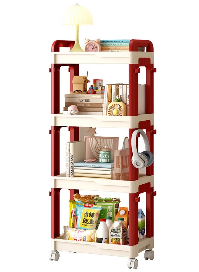 Kitchen Organizer Bathroom Organizer 4-layer Storage Cart, Utility Cart Rolling Storage Shelf,Living Kitchen/Bathroom/ Room Storage Rack,93×38×24CM  - Image 1
