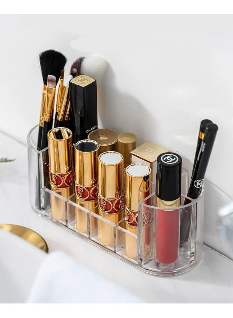 منظم حامل الميكب وفرش المكياج بتصميم شفاف مصنوع من الاكريليك - Image 2