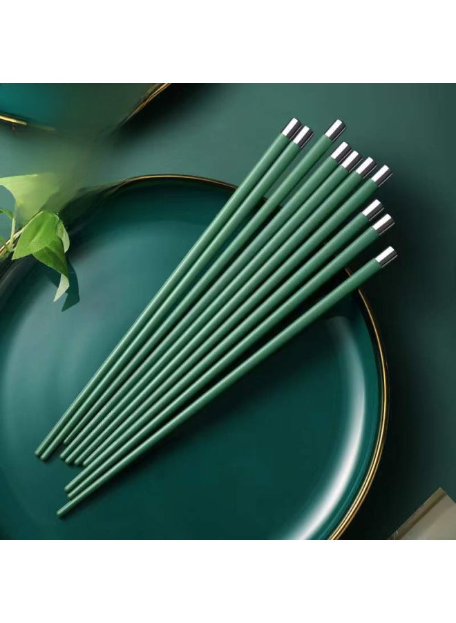 Alloy Chopsticks Household High Temperature Resistant Chopsticks Not Easy To Mold Internet Popular One-person Chopsticks Non-slip High-grade Chopsticks 2021 New Style-Specifications:5 Pairs Of Mixed Color Top Blessing  - Image 5