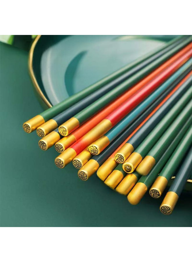 Alloy Chopsticks Household High Temperature Resistant Chopsticks Not Easy To Mold Internet Popular One-person Chopsticks Non-slip High-grade Chopsticks 2021 New Style-Specifications:5 Pairs Of Mixed Color Top Blessing  - Image 3