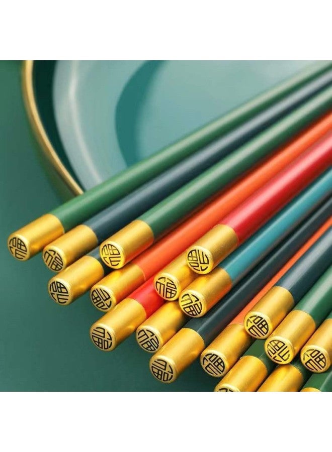 Alloy Chopsticks Household High Temperature Resistant Chopsticks Not Easy To Mold Internet Popular One-person Chopsticks Non-slip High-grade Chopsticks 2021 New Style-Specifications:5 Pairs Of Mixed Color Top Blessing  - Image 1