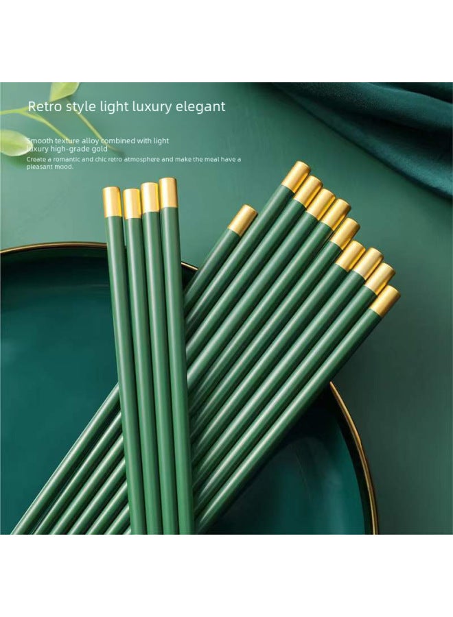 Alloy Chopsticks Household High Temperature Resistant Chopsticks Not Easy To Mold Internet Popular One-person Chopsticks Non-slip High-grade Chopsticks 2021 New Style-Specifications:5 Pairs Of Mixed Color Top Blessing  - Image 2