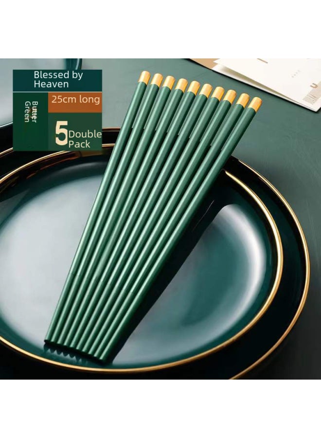 Alloy Chopsticks Household High Temperature Resistant Chopsticks Not Easy To Mold Internet Popular One-person Chopsticks Non-slip High-grade Chopsticks 2021 New Style-Specifications:5 Pairs Of Mixed Color Top Blessing  - Image 4