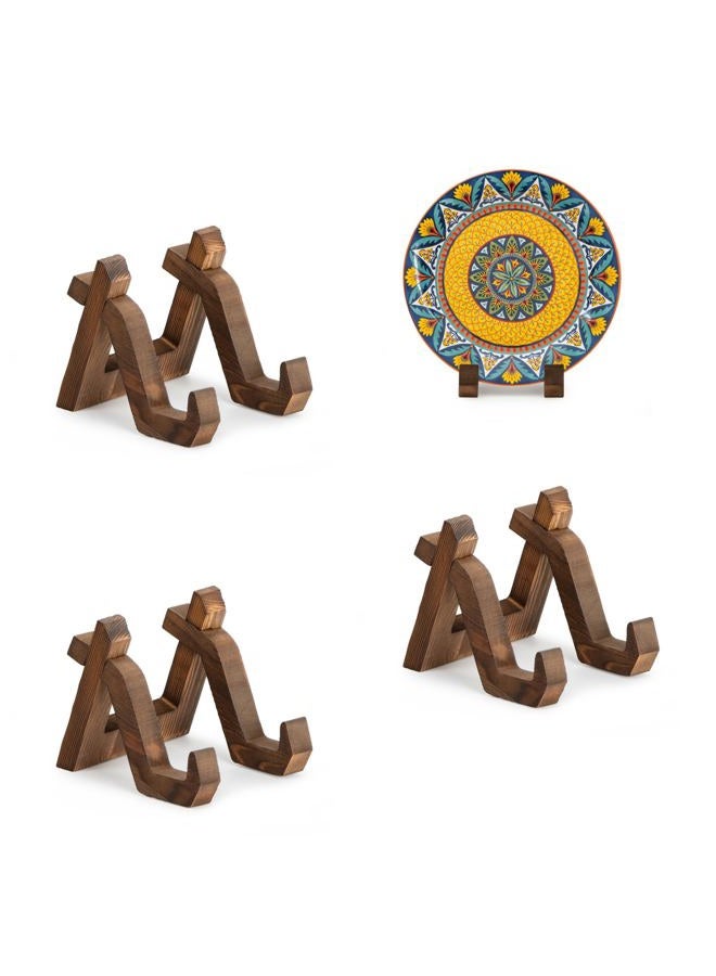 ANBOXIT Plate Display Stand, 3 Pack 4 Inch Plate Holder for Displaying, Decorative Picture Frame Dish Photo Plaque Platter Wood Stand - Image 1