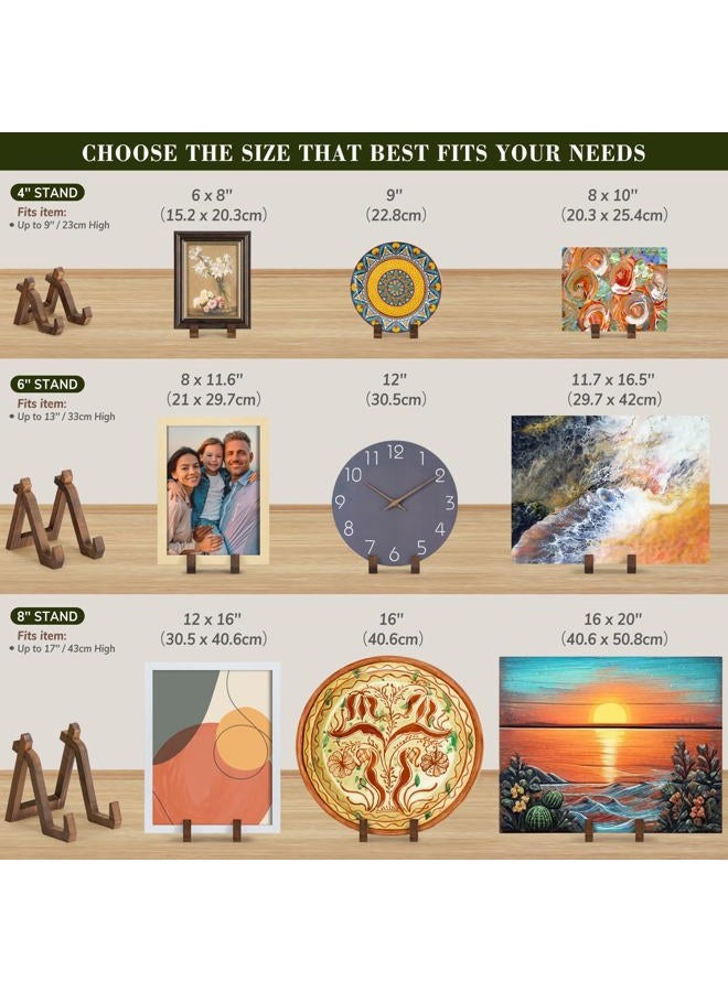 ANBOXIT Plate Display Stand, 3 Pack 4 Inch Plate Holder for Displaying, Decorative Picture Frame Dish Photo Plaque Platter Wood Stand - Image 5
